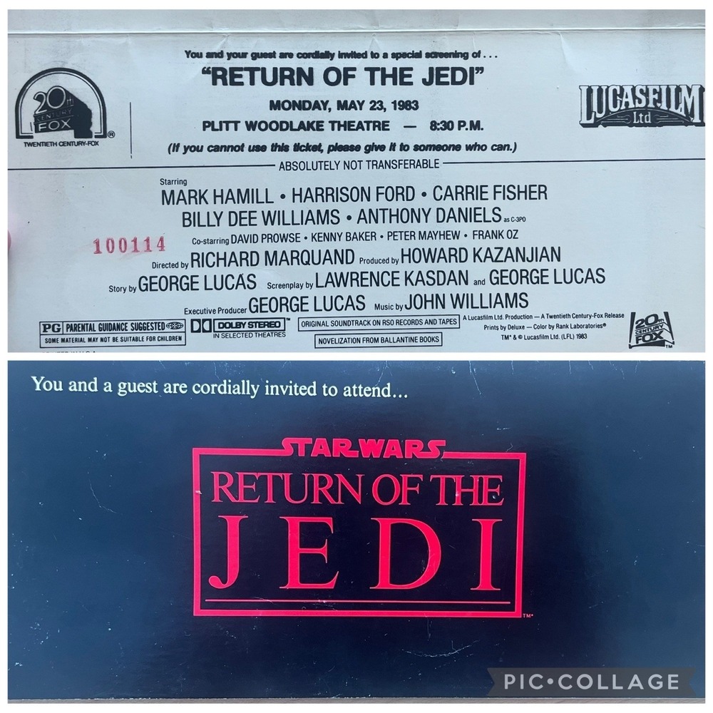 Star Wars Return of the Jedi 1983 Special Screening Movie Ticket 100114 Rare